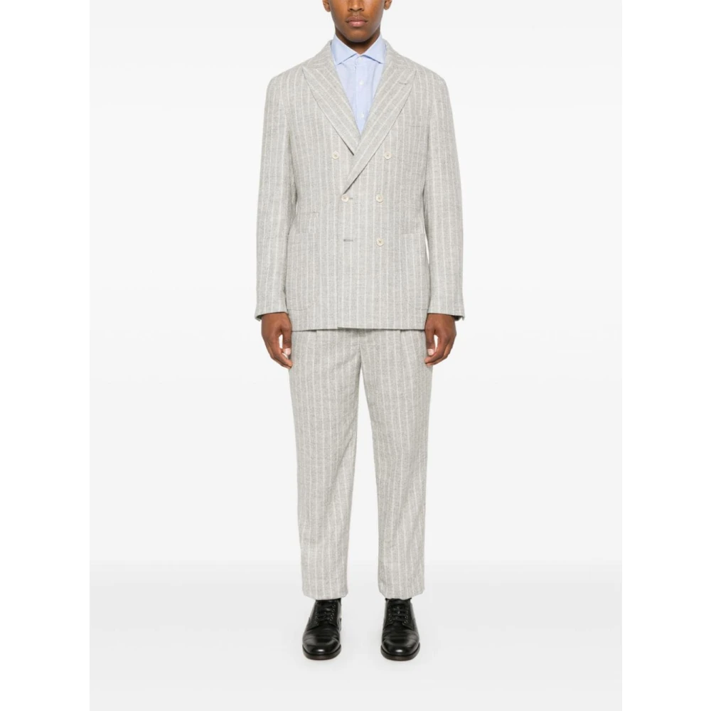 BRUNELLO CUCINELLI Alpaca en wol tweedelig pak Gray Heren
