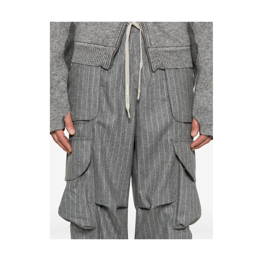 A Paper Kid Grijze Flanellen Cargo Broek Gray Heren