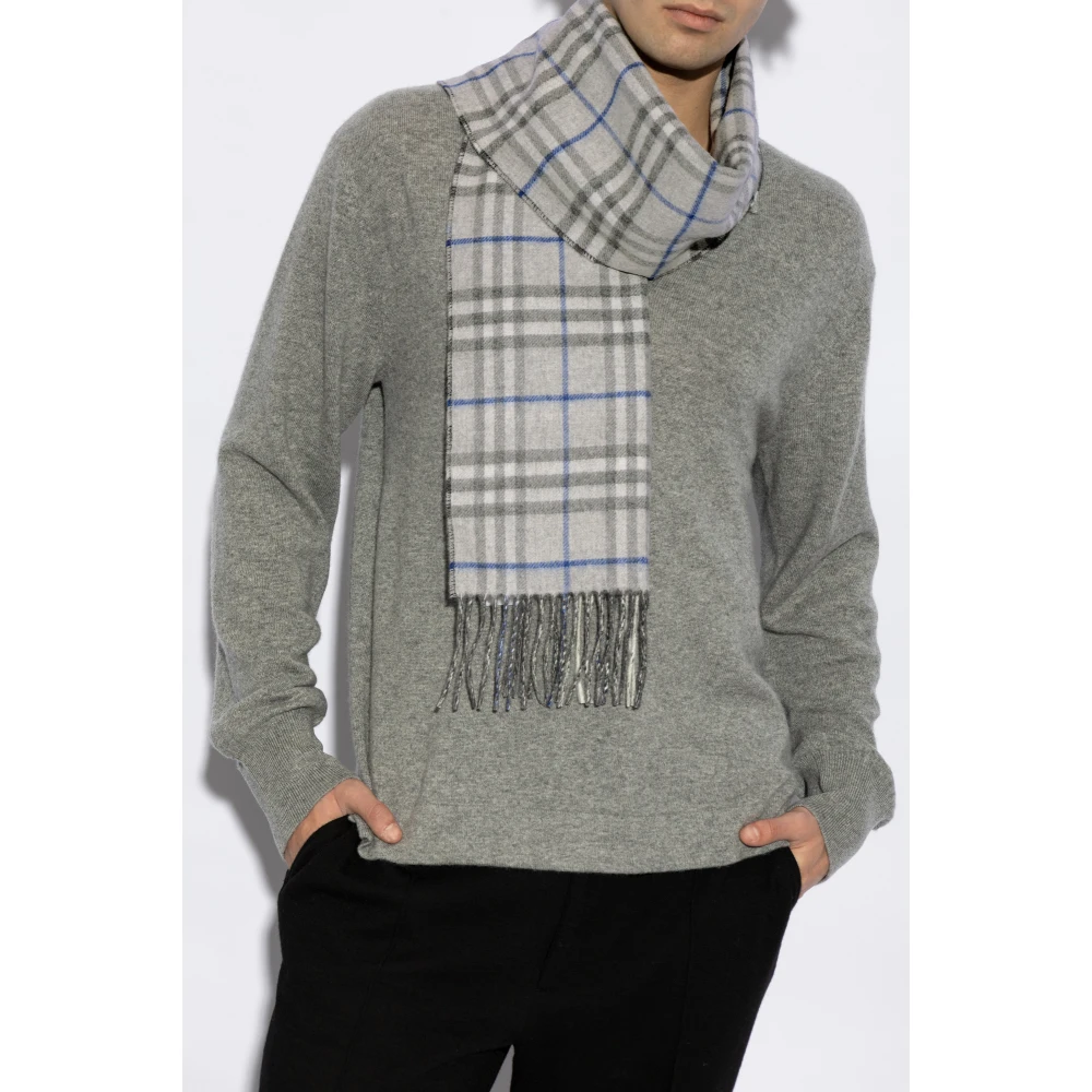 Burberry Kasjmier sjaal met franjes Gray Unisex