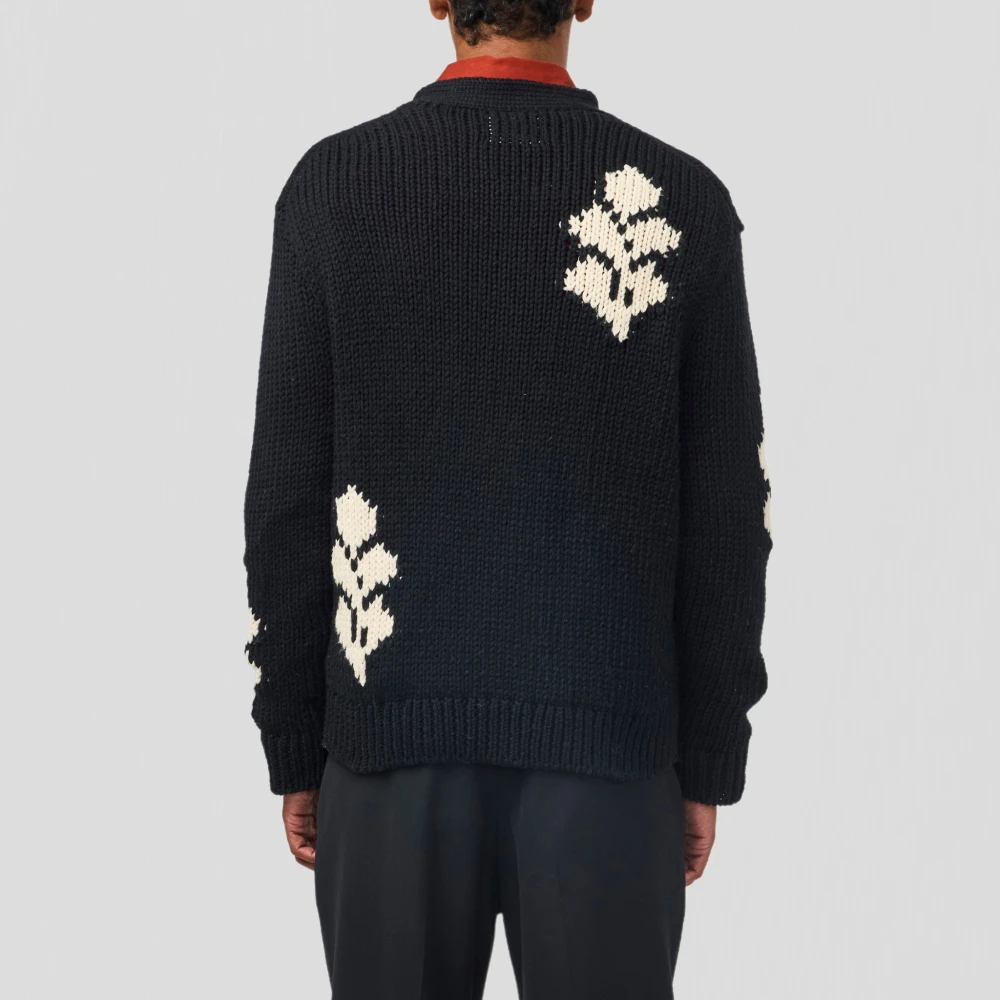 Nn07 Blad Intarsia Vest Zwart Black Heren