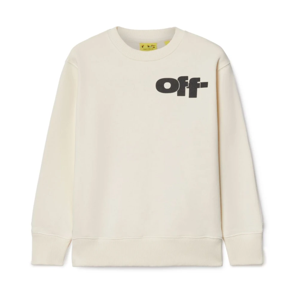 Off White Kräm Logo Print Tröja Beige, Pojke