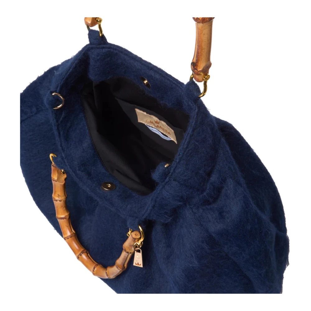 La Milanesa Blauwe Stoffen Handtas Anna Medium Blue Dames