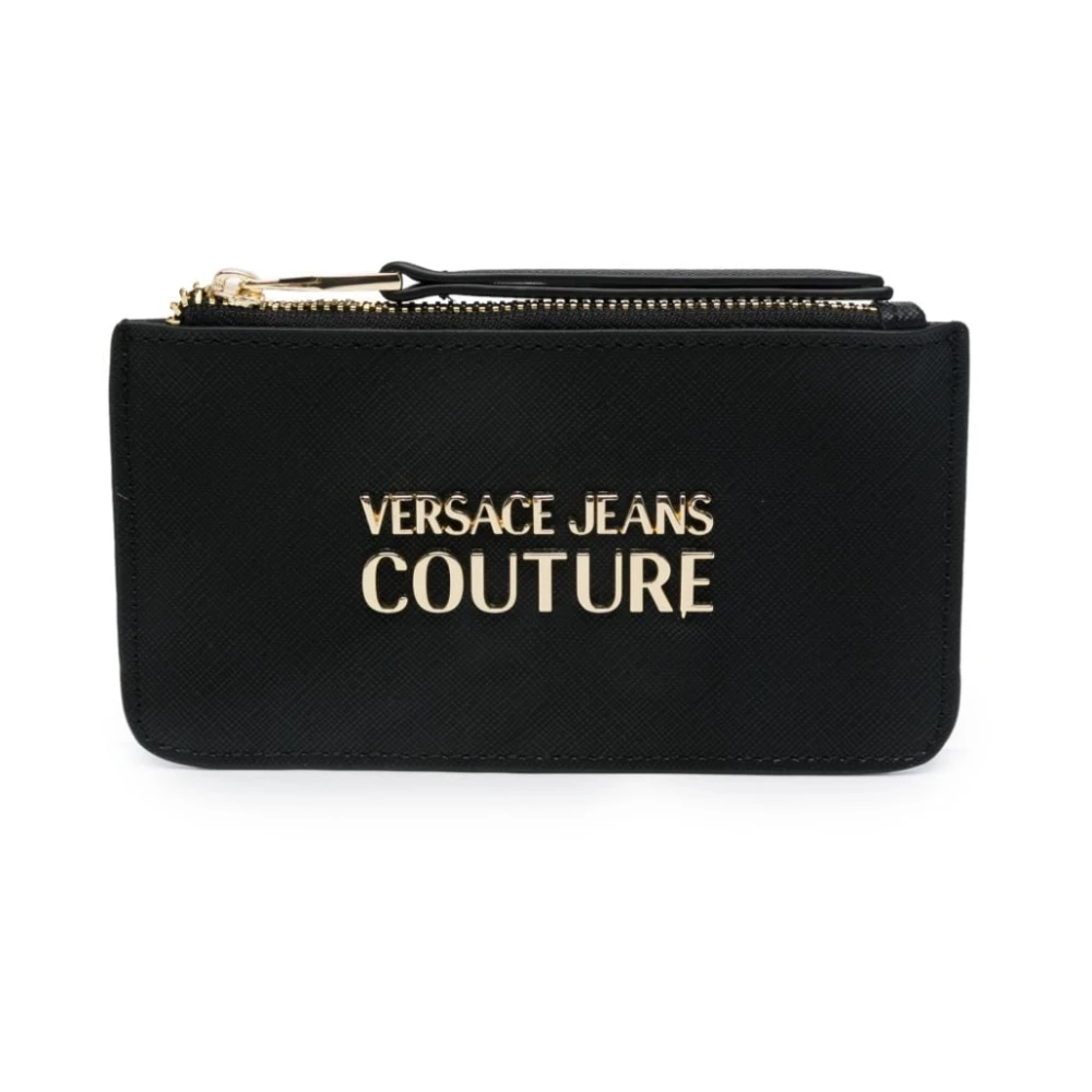 Versace Jeans Couture Zwarte portemonnee van synthetisch leer met gouden logo Black Dames