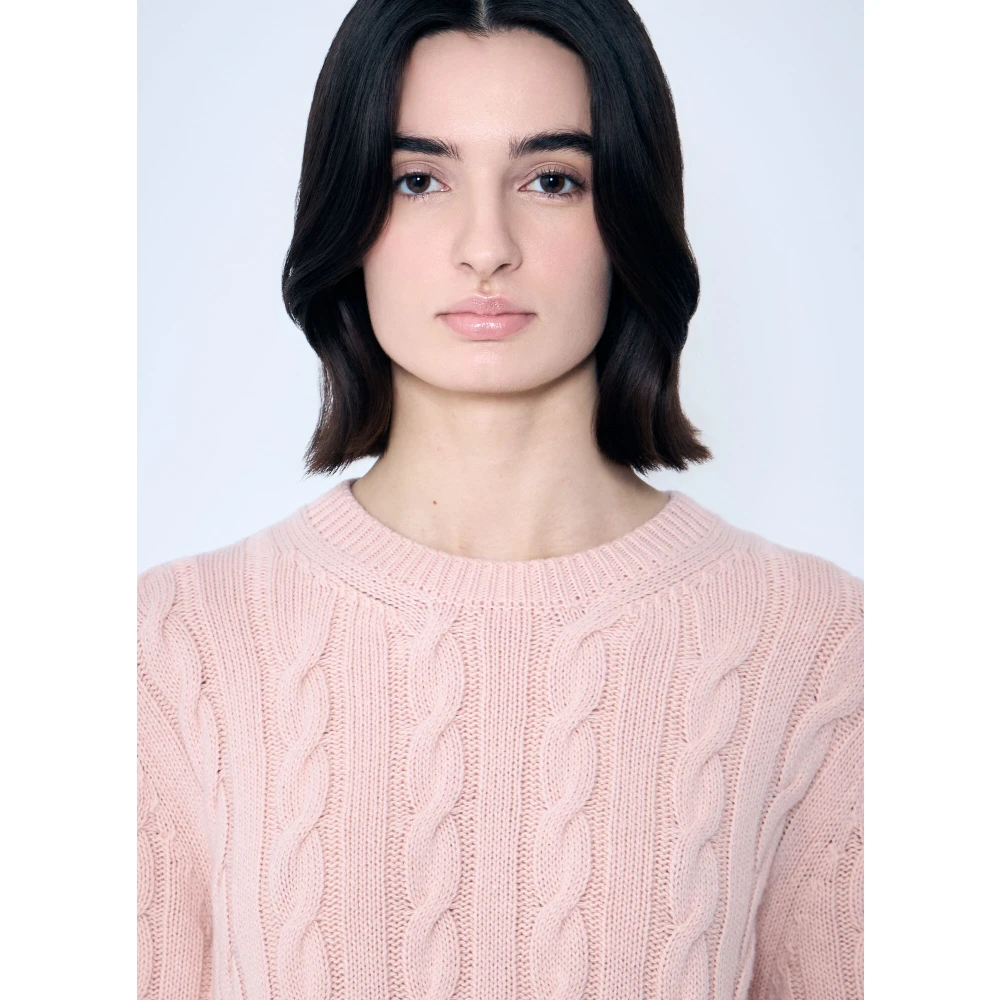 Moncler Kabelgebreide trui met trekkoordzoom Pink Dames