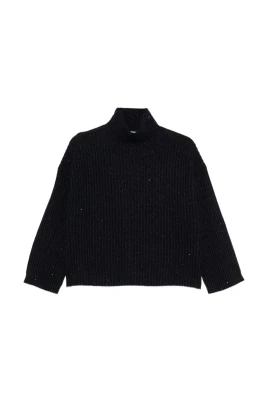 Sequin-Embellished Ribbed Cashmere Turtleneck