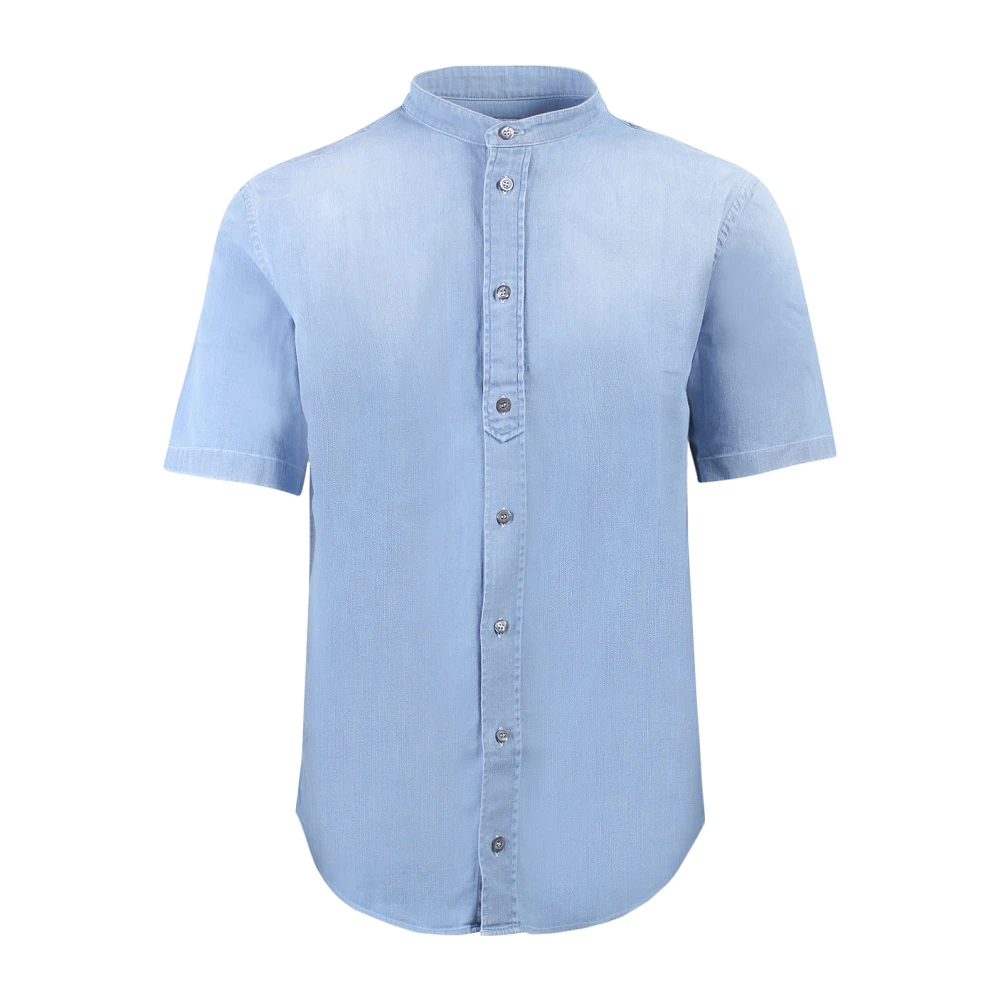 Dondup Blauwe Stretch Denim Overhemd Ss22 Blue Heren