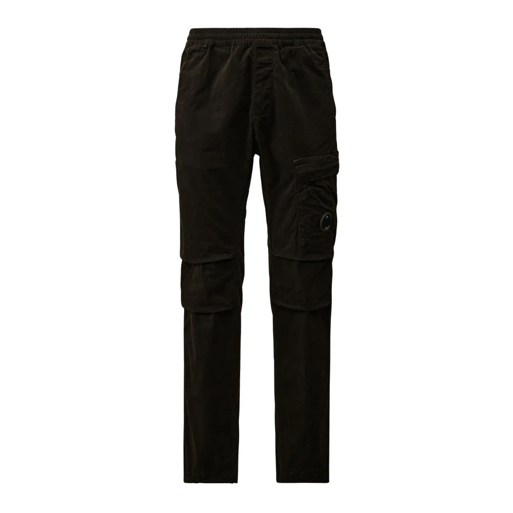 C.P. Company Zwarte Cargo Broek in Stretch Satijn Black Heren