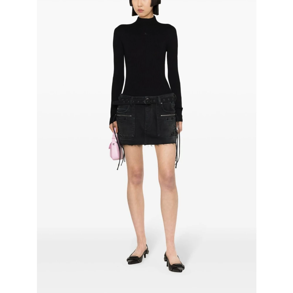 Courrèges Zwarte Solar Trui Ribgebreid Black Dames