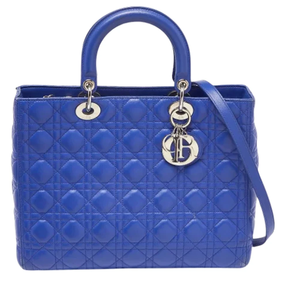 Dior Vintage Pre-owned Leather totes Blue Dames