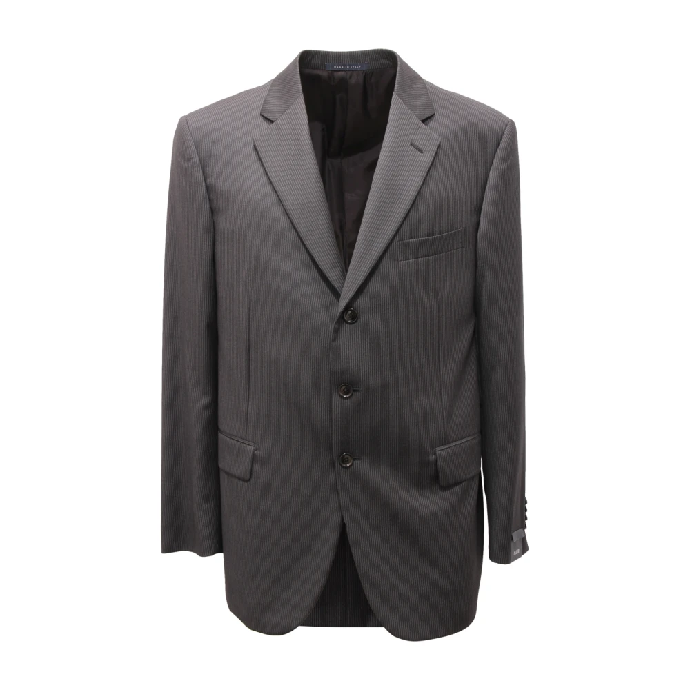 Pal Zileri Men's Gray Blazers, 3XL, Pinstripes Wool Suit