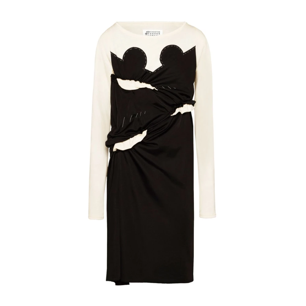 Maison Margiela Donna Nero - Abito Midi In Jersey Spliced - Dresses - S