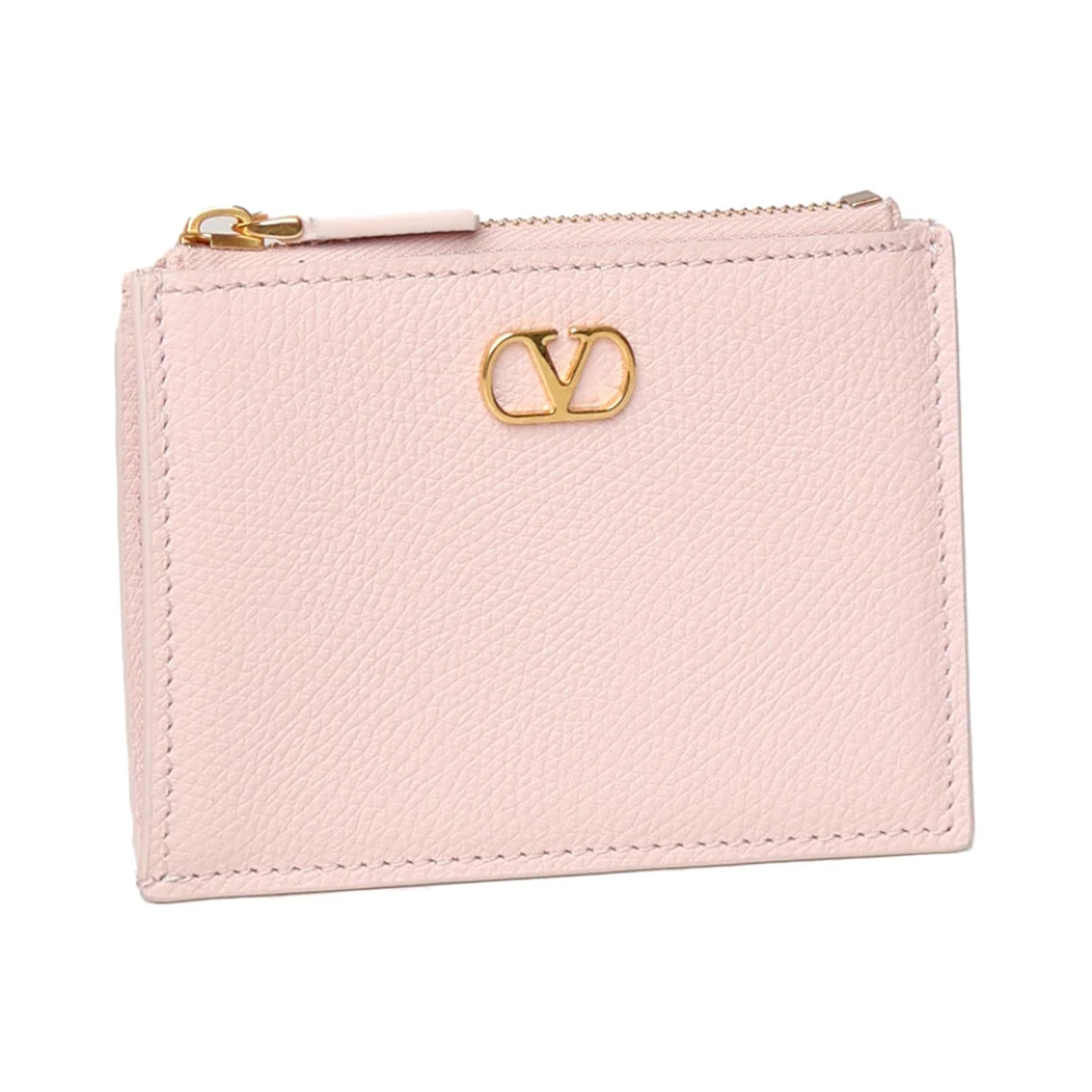 Valentino Garavani Roze Leren Portemonnee met Kaartsleuven Pink Dames