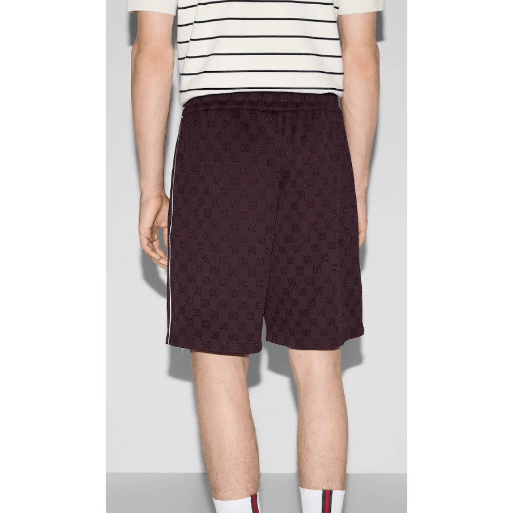 Gucci Rode Jacquard Shorts met Trekkoord Tailleband Red Heren