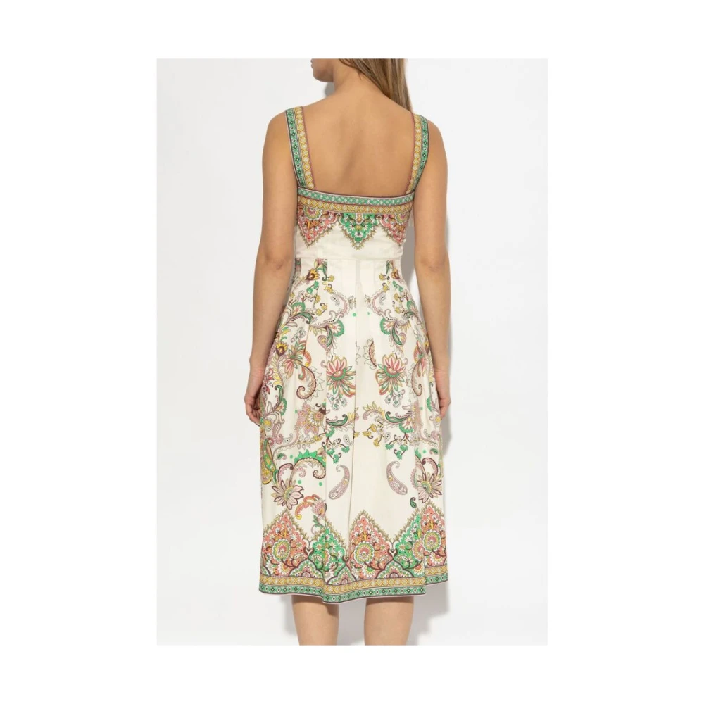 ETRO Witte Mouwloze Sweetheart Neck Jurk Multicolor Dames