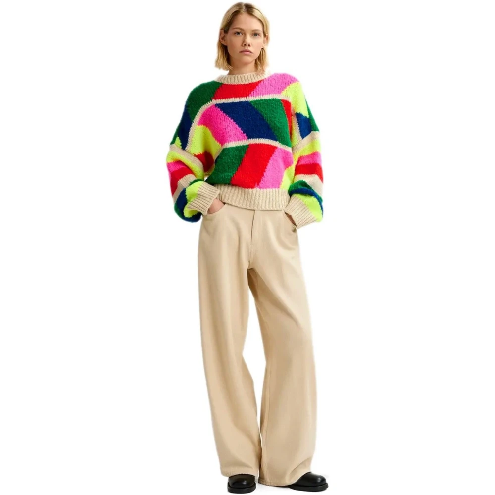 Essentiel Antwerp Multicolor Geometrische Crewneck Trui Multicolor Dames