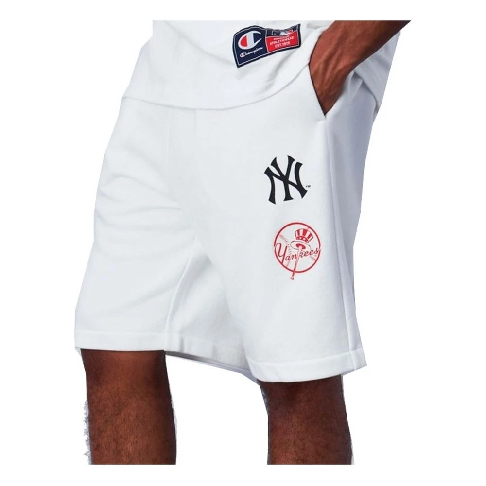 Champion New York Yankees Mlb Team Logo Shorts White Heren