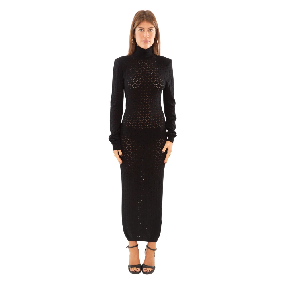 Babylon Multicolor High-Neck Gebreide Jurk Black Dames