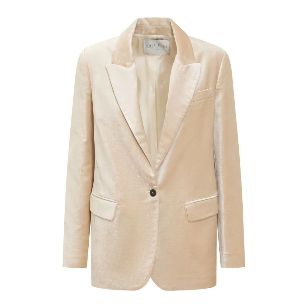 Forte Forte Velvet Lapel Blazer Beige, Dam