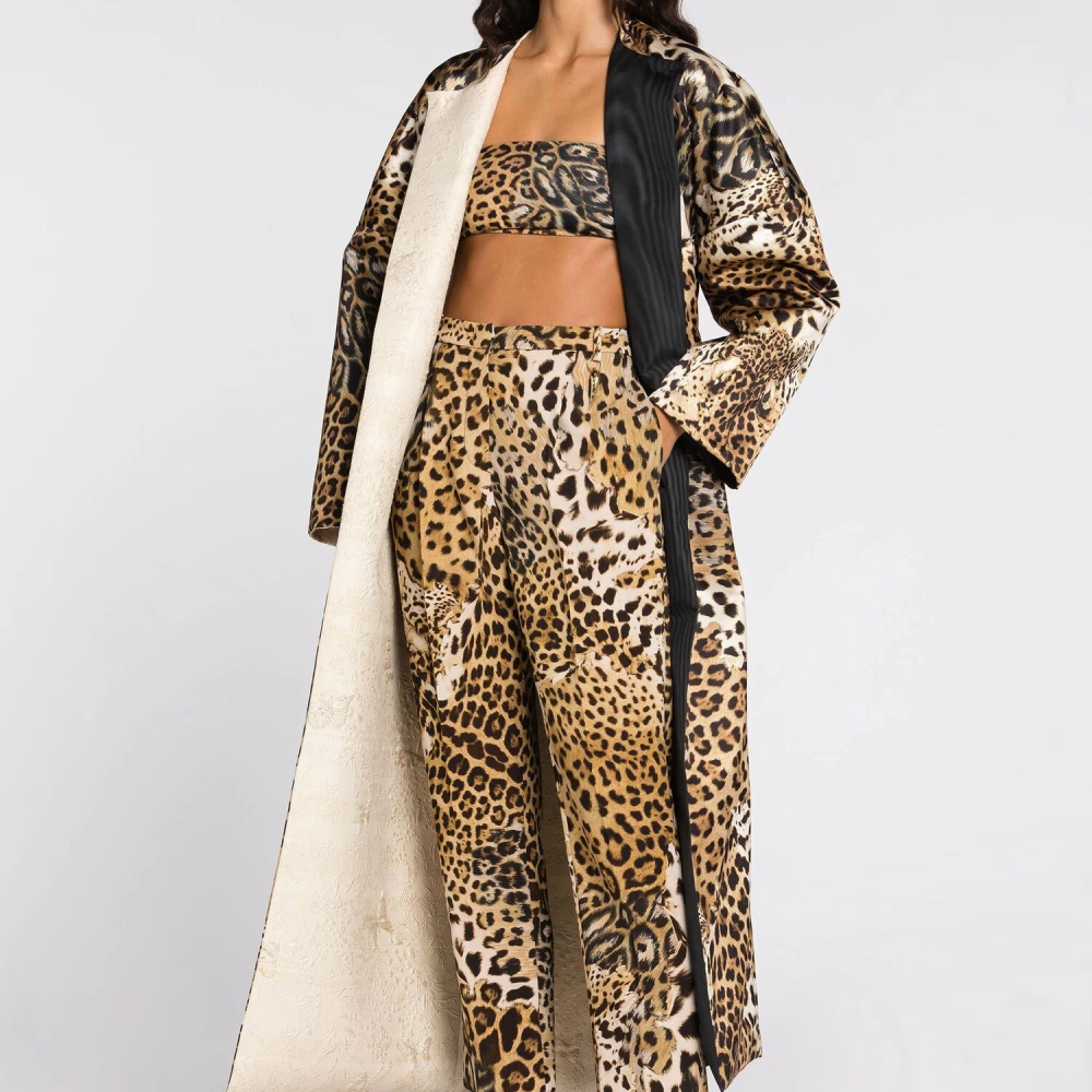 Roberto Cavalli Luipaardprint Cropped Broek Brown Dames