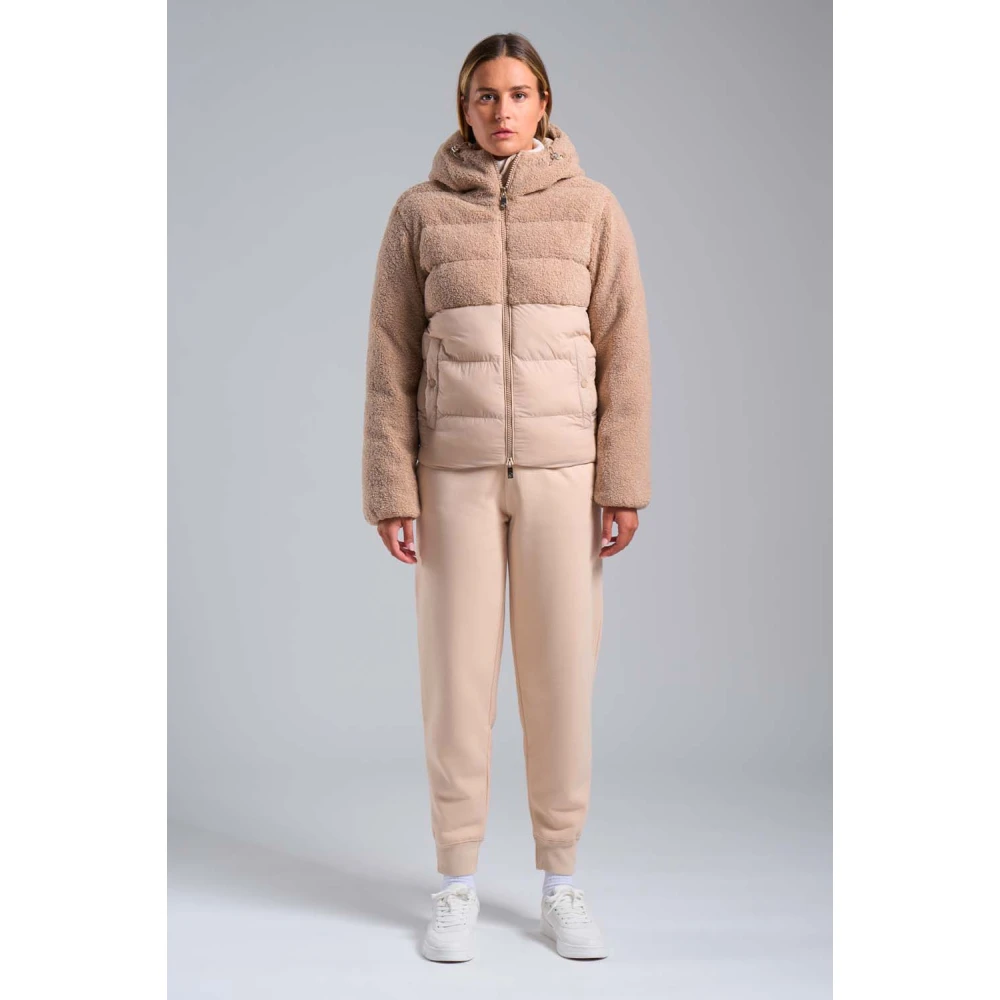 Ciesse Piumini Bonilla Beige hybride donsjack in teddy met capuchon Beige Dames