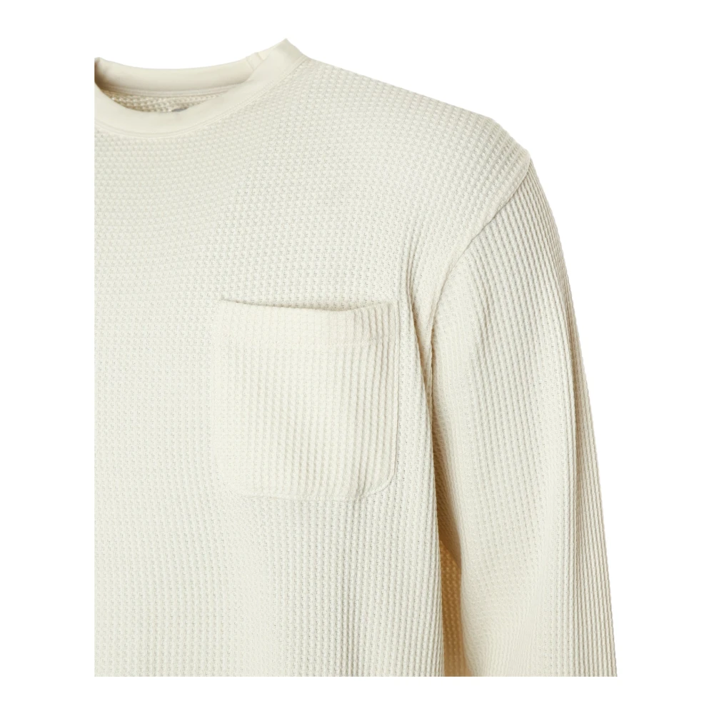 Wax London Geribbelde Longsleeve met Wafelstructuur Beige Heren
