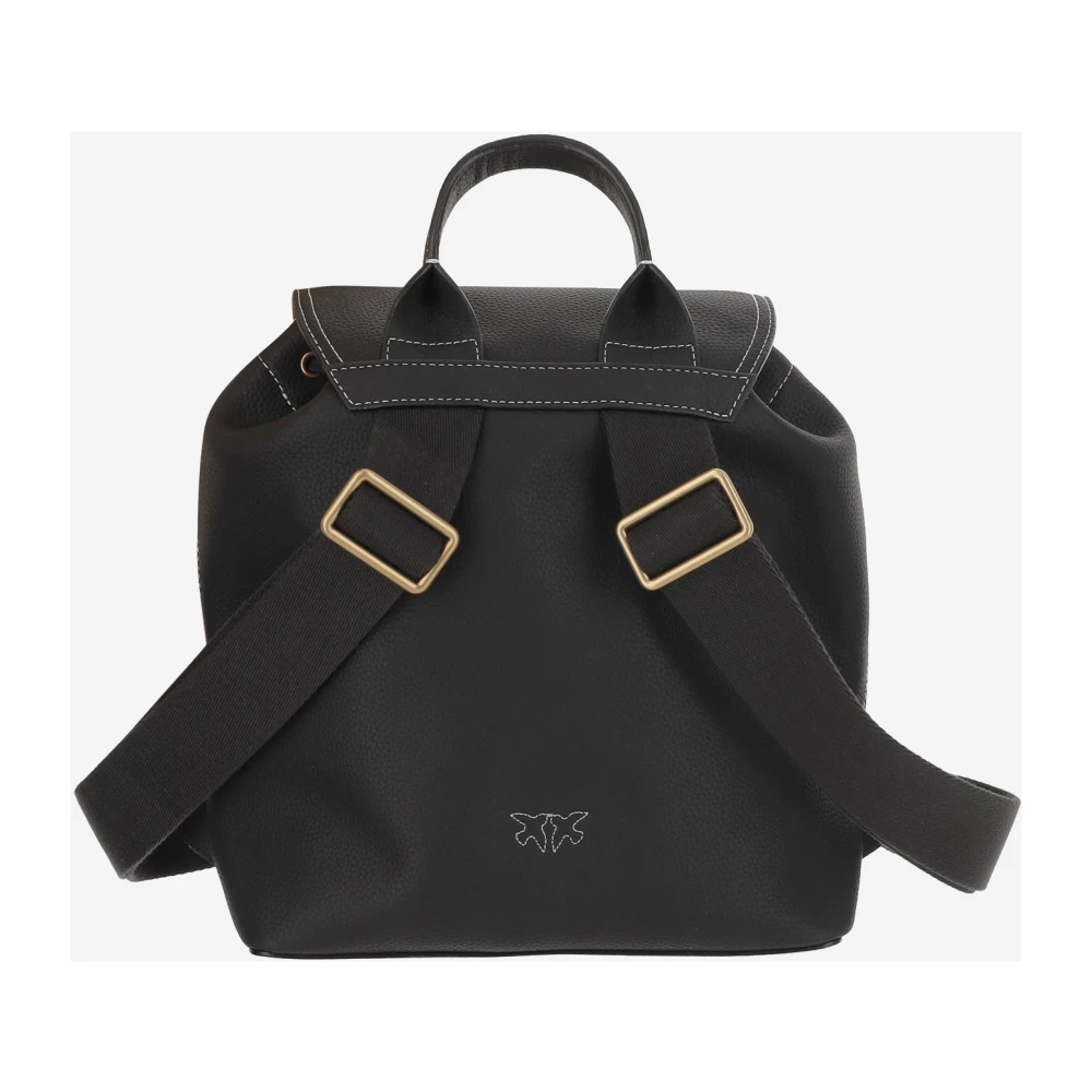 pinko Leren rugzak met Love Birds borduurwerk Black Dames