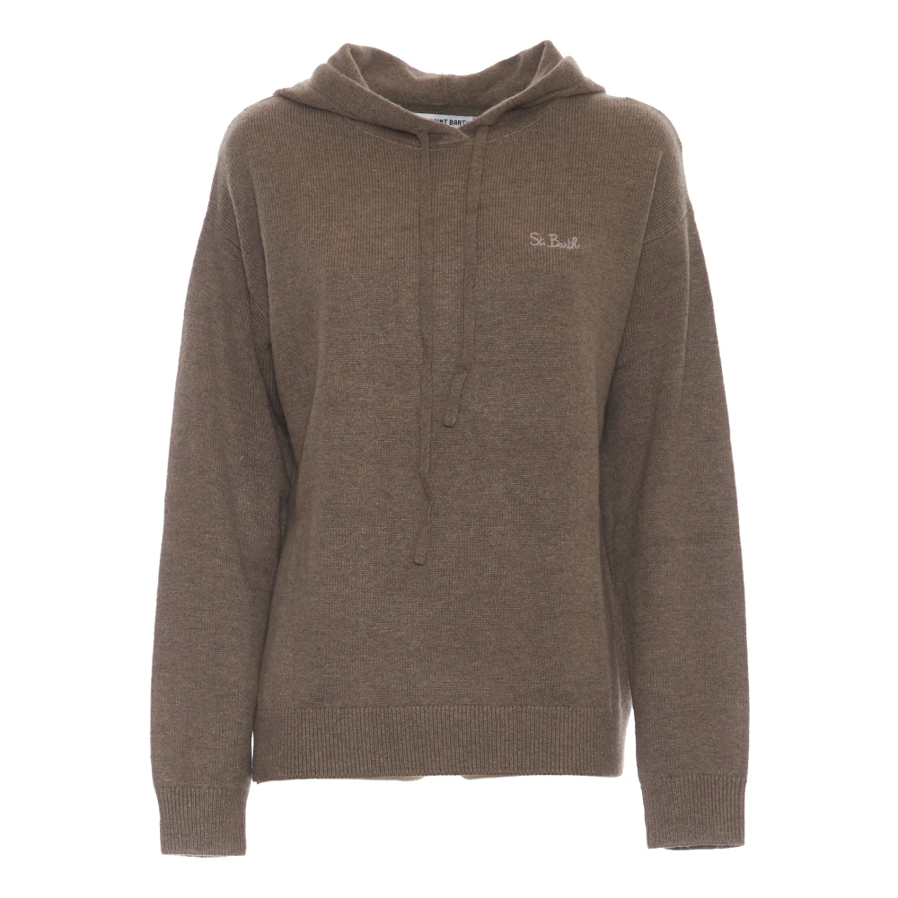 MC2 Saint Barth Hazelnoot Gebreide Hoodie Sweatshirt Aw24 Brown Dames