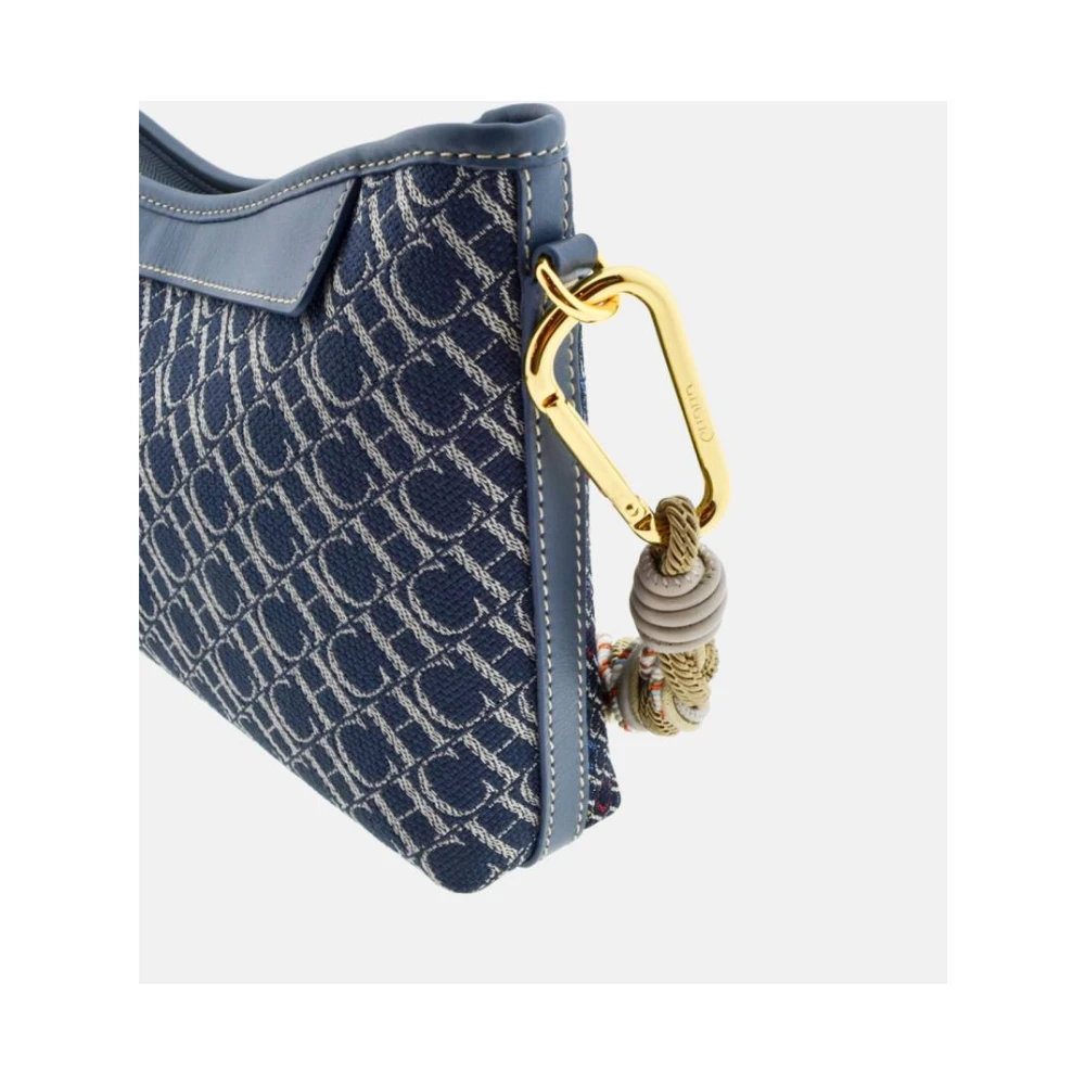 Carolina Herrera Patchwork Crossbody Tas met Leren Strepen Blue Dames