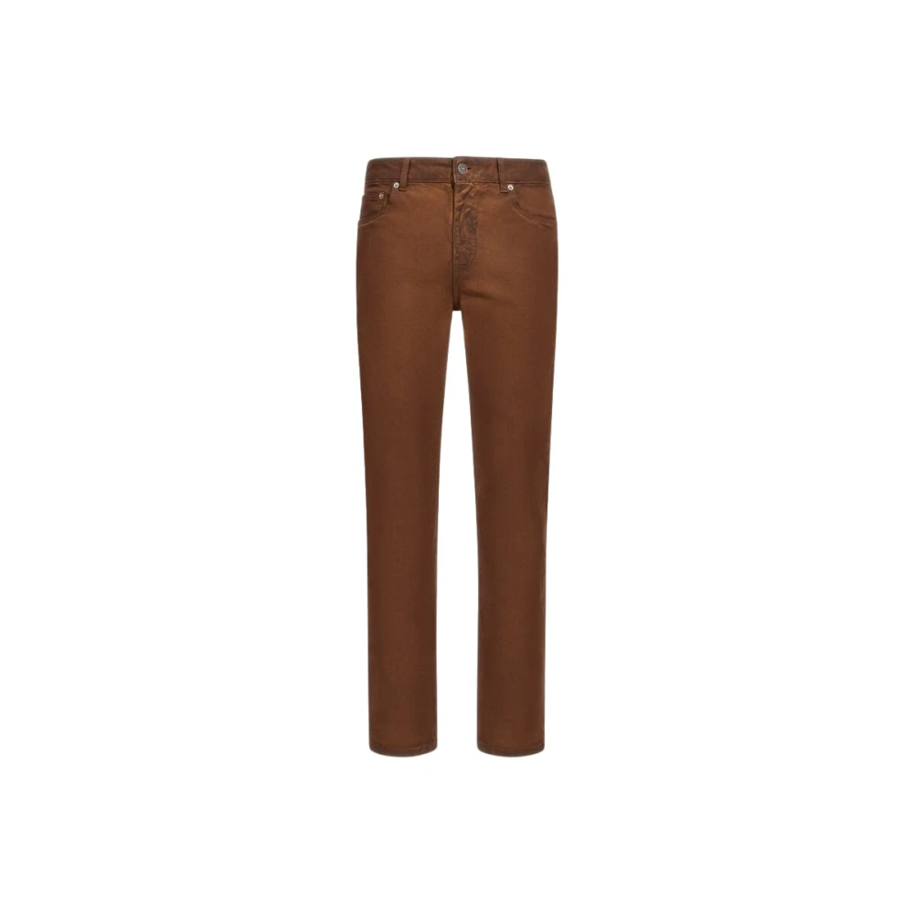 Roberto Cavalli Men's Brown Slim Fit Jeans, W32, Straight Jeans Made In Italy