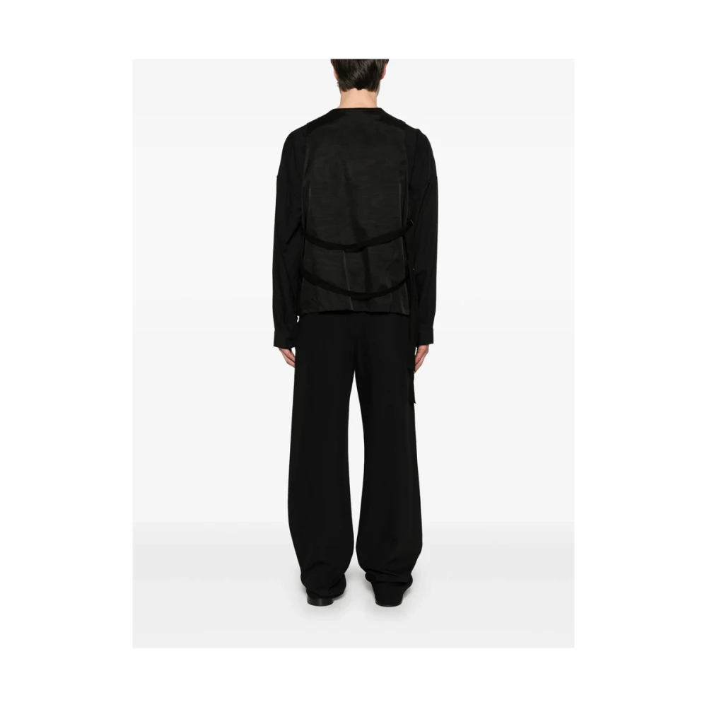 Ann Demeulemeester Zwart Mouwloos Regenkleding met Verstelbare Band Black Heren