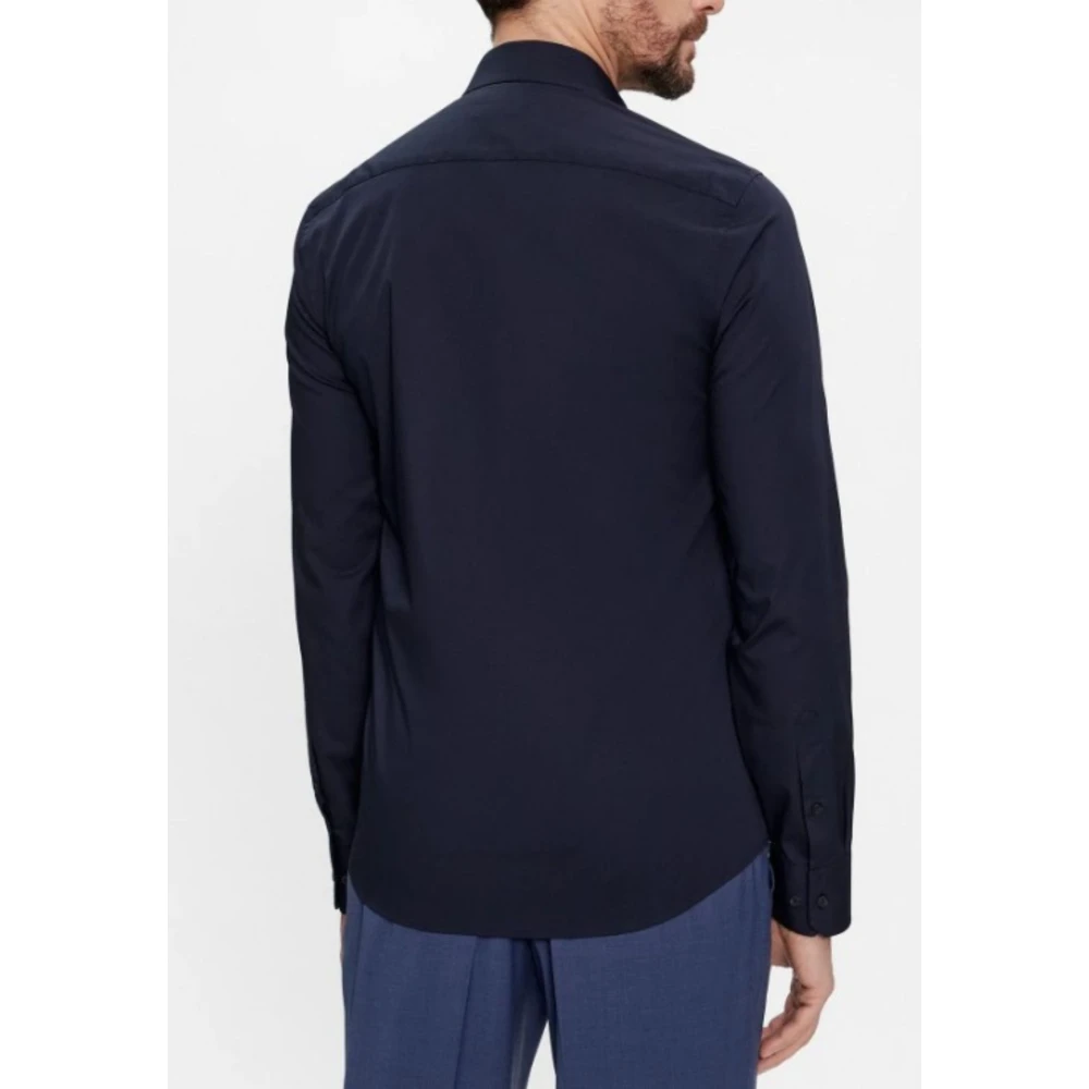Calvin Klein Stretch Slim Poplin Overhemd Blue Heren
