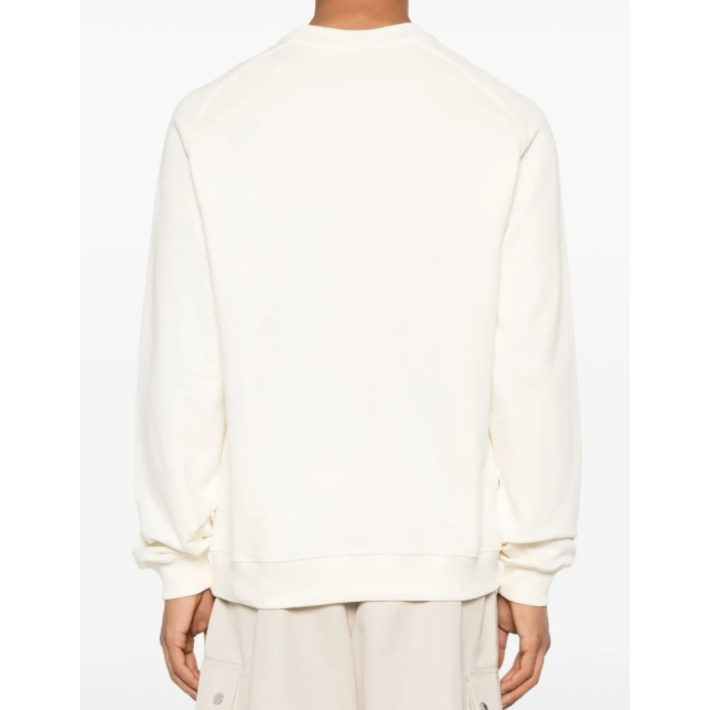 Msgm Logo Print Crewneck Sweater Beige Heren
