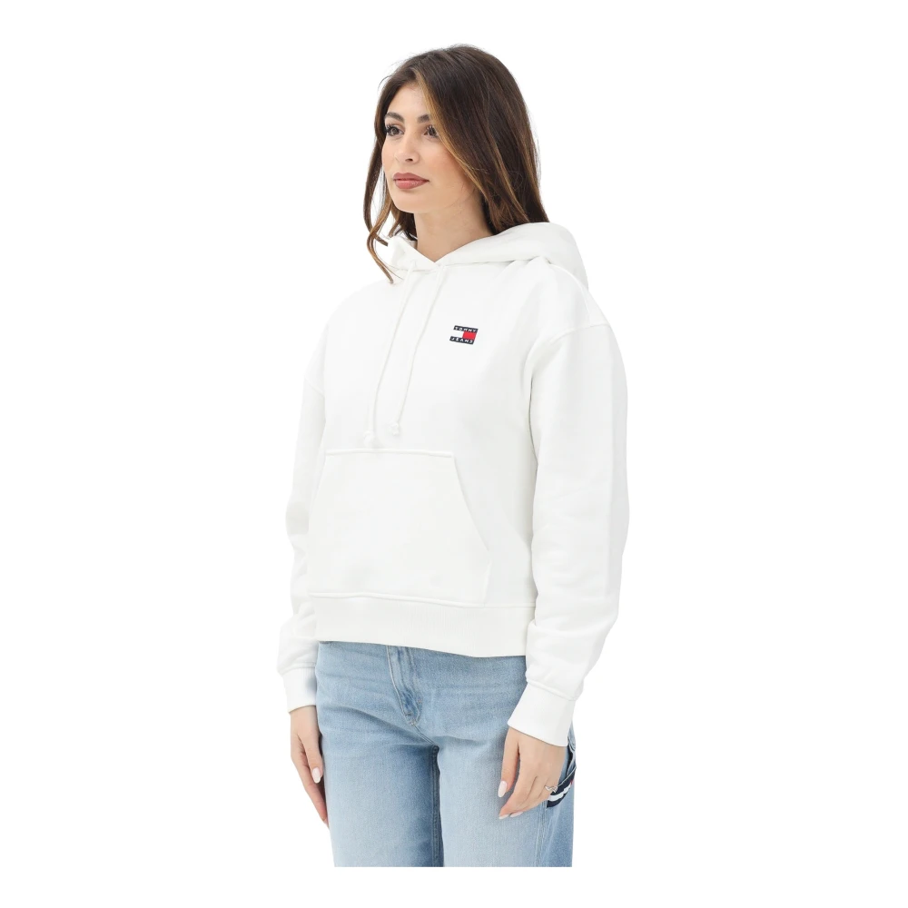 Tommy Jeans Witte Hoodie Sweatshirt Retro Stijl White Dames