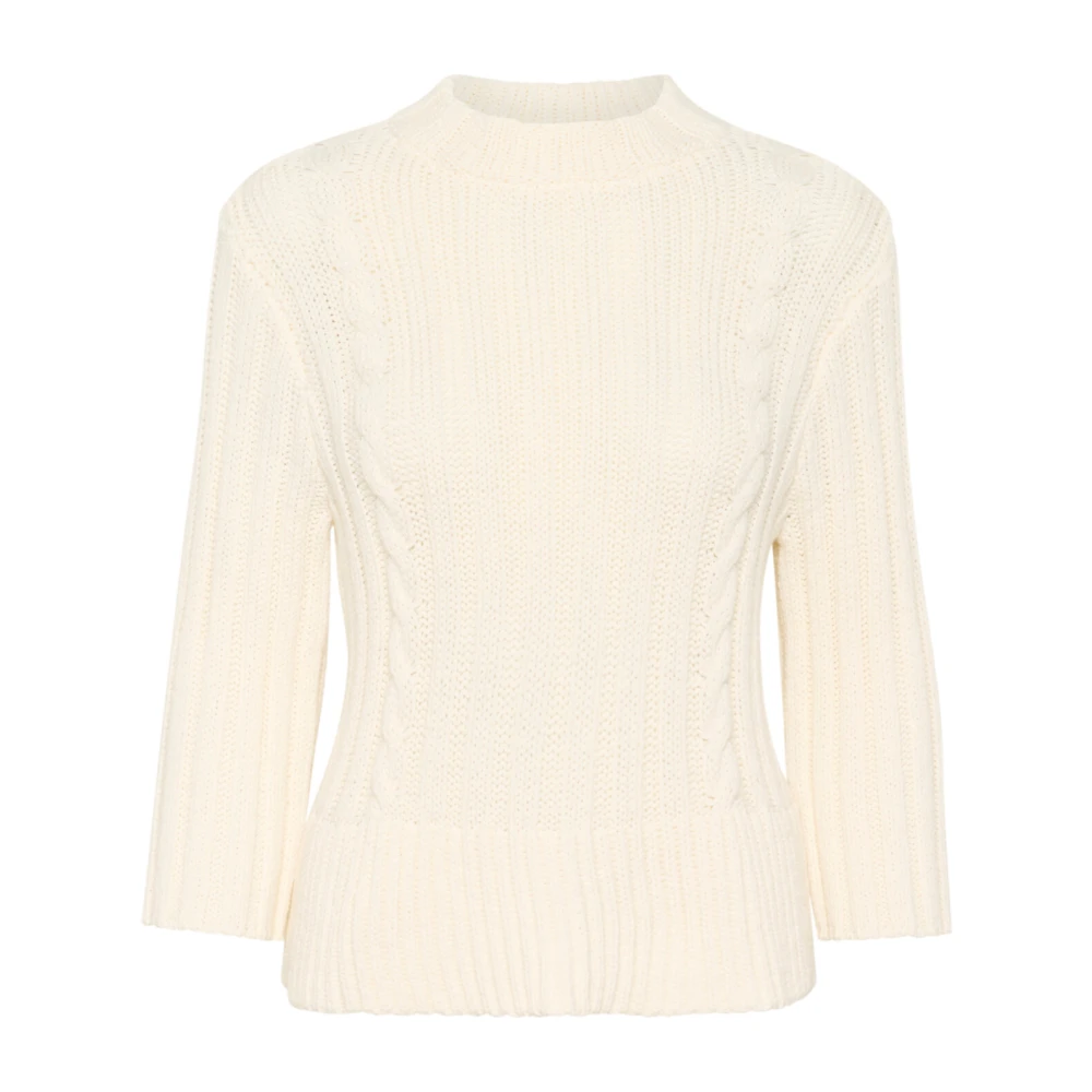 Soaked in Luxury Witte Gebreide Trui met ¾ Mouwen White Dames