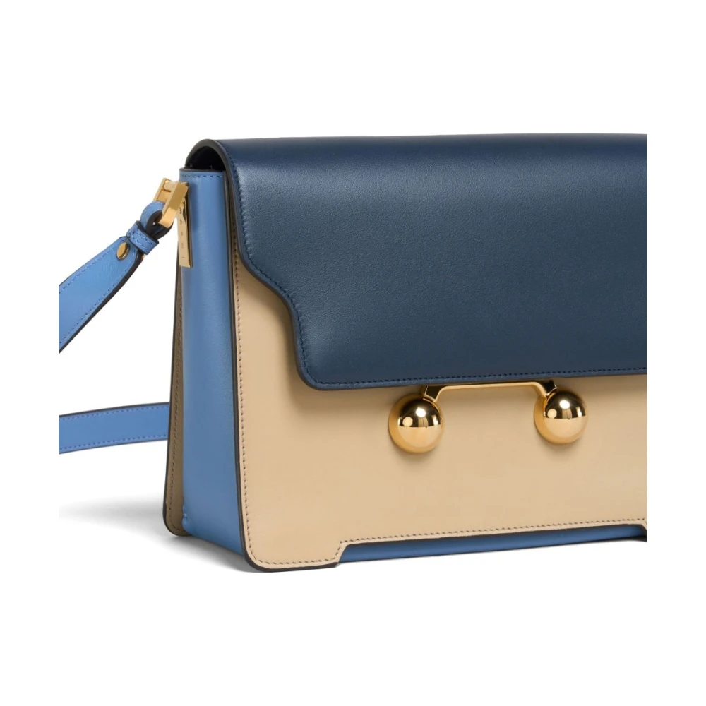 Marni Navy Blauwe Schoudertas met Overslag Multicolor Dames
