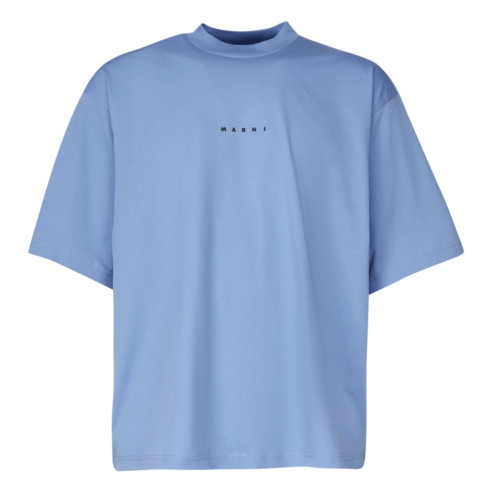Marni Blauwe Logo Print T-shirts en Polos Blue Heren