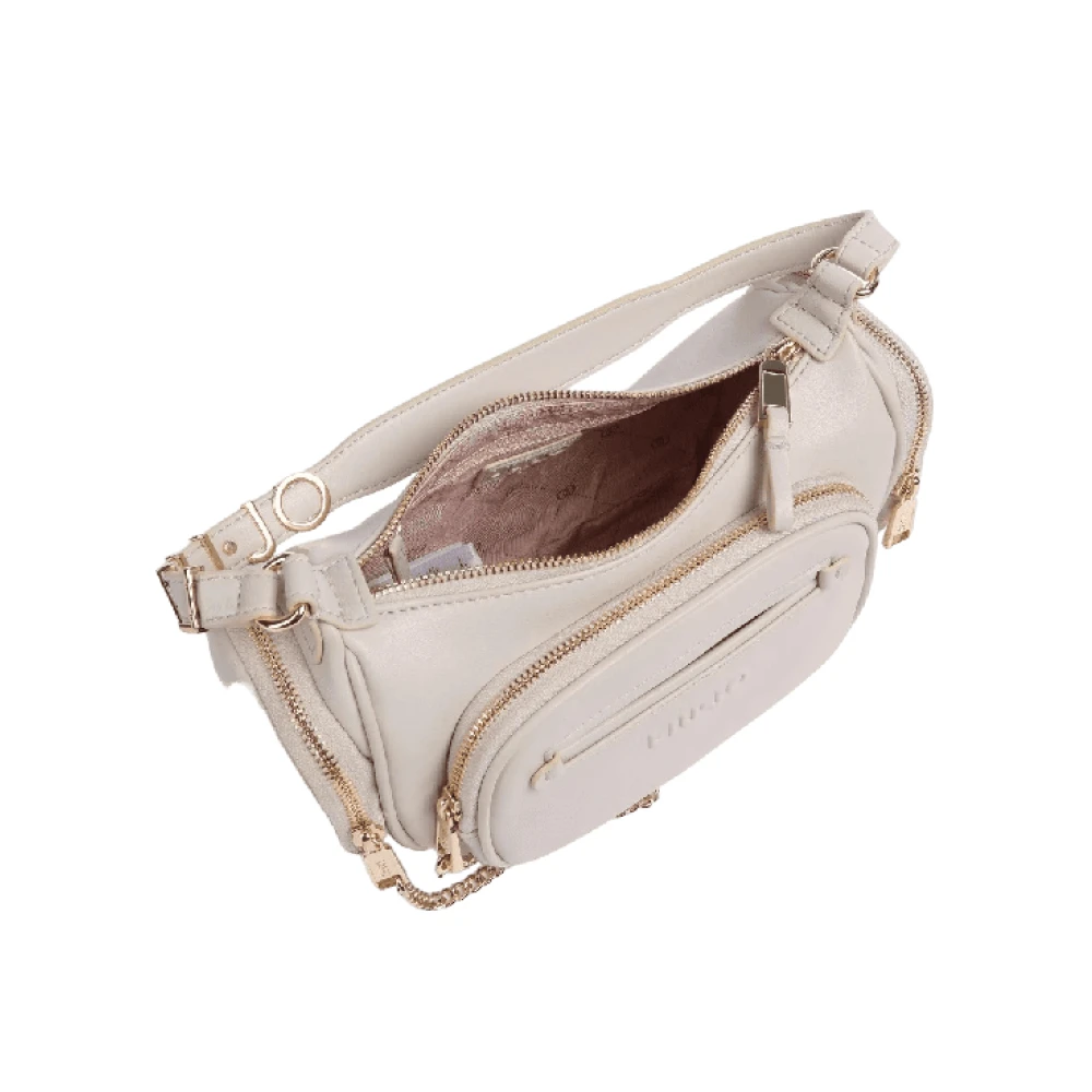 Liu Jo Champagne Hobo Tas met Metalen Logo Beige Dames