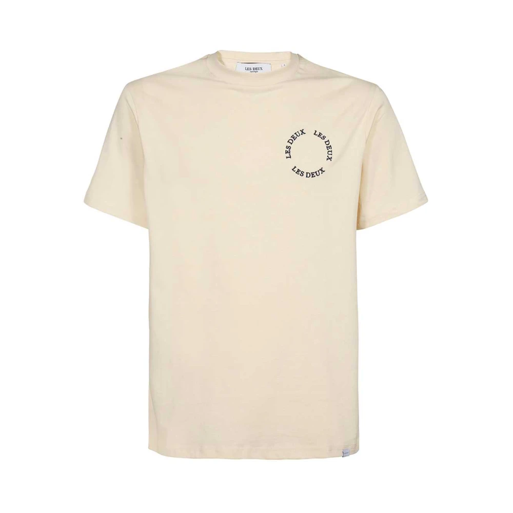 Les Deux Katoenen Ribbel Crew-neck T-shirt Beige Heren