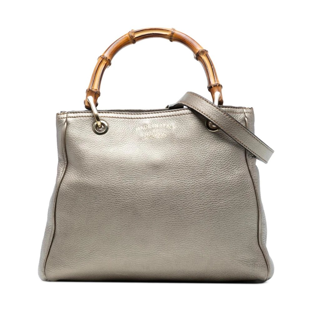 Gucci Vintage Women's Yellow Pre-Owned Bamboo Handle Leather Tote