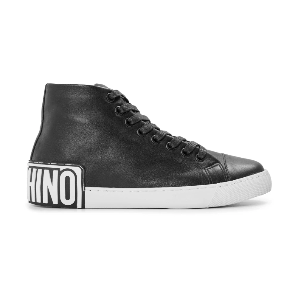 Moschino Vulc 25 Logo Mid-Top Sneakers Heren Schoenen Zwart