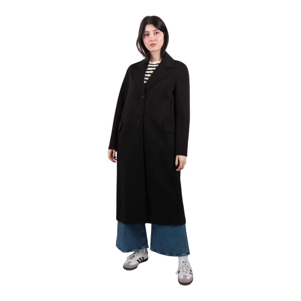 Max Mara Zwarte Jersey Mantel Radice Stijl Black Dames