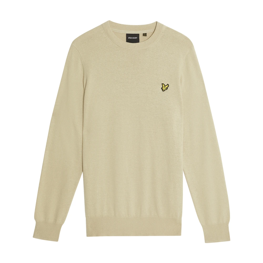 Lyle & Scott Men's Beige Mid Knits Cotton Merino Crew Neck Jumper - Round-Neck Knitwear - S - Knitwear