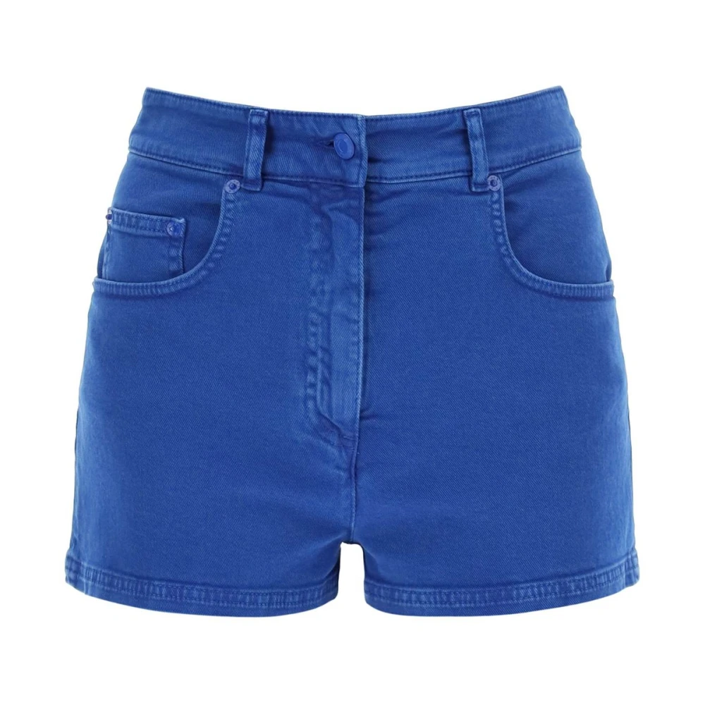 Moschino Denim Shorts Slim Fit High-Rise Blue Dames