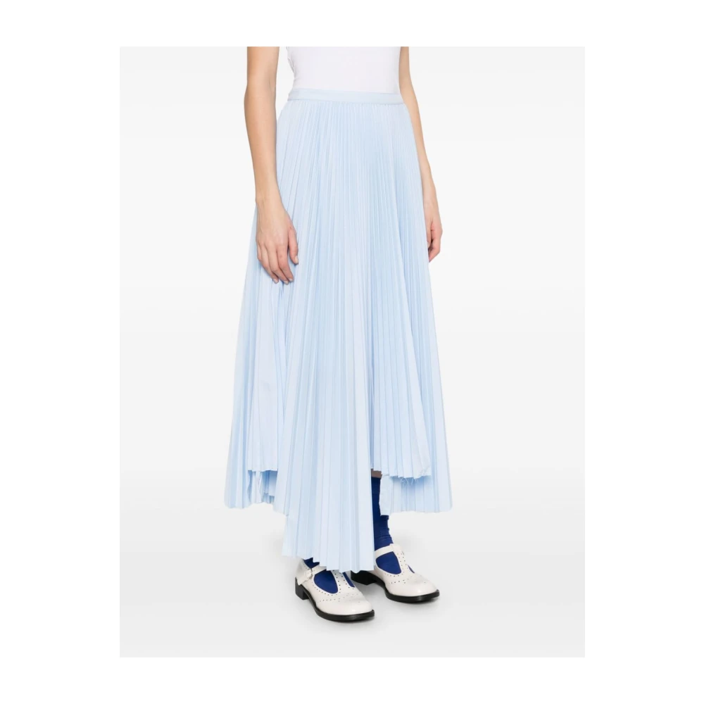 Plan C Blauwe Geplooide Rok Asymmetrisch Gevoerd Blue Dames