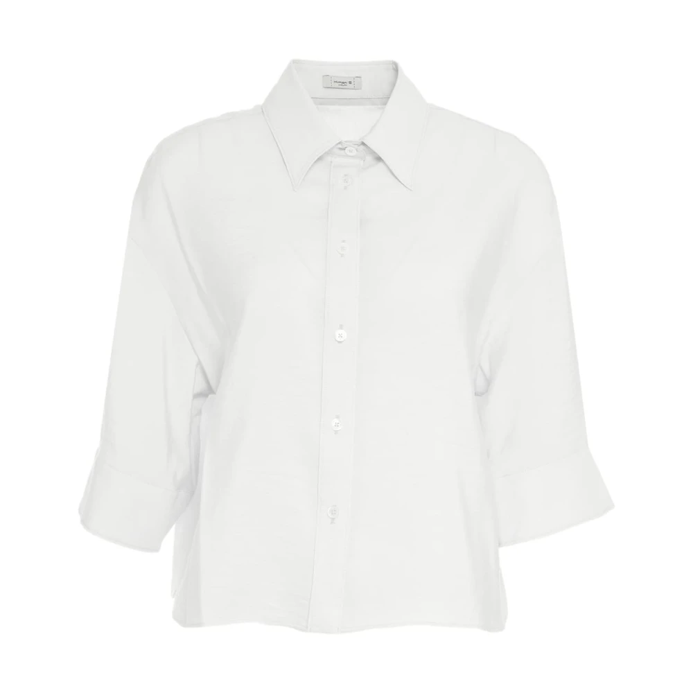 Himon's Witte Elegante Blouse met Spreidkraag White Dames