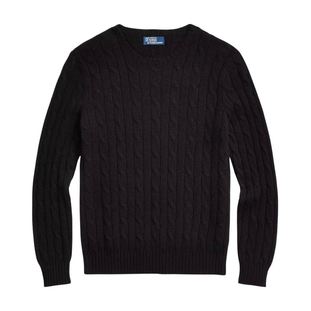 Ralph Lauren Cashmere zwarte trui met kabelpatroon Black Heren