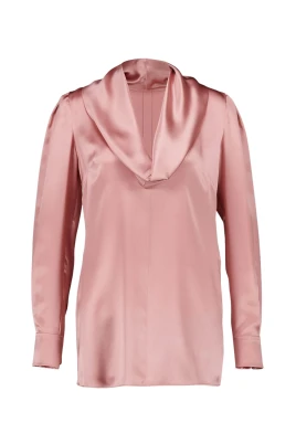 Rosa Sidensatinblus Shawl Hals
