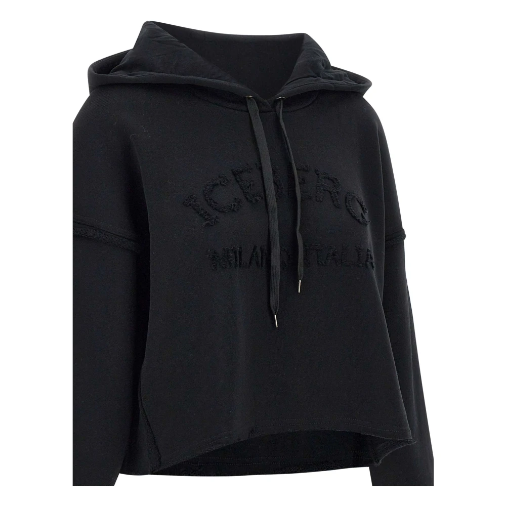 Iceberg Zwarte Katoenen Sweatshirt met Capuchon Black Dames