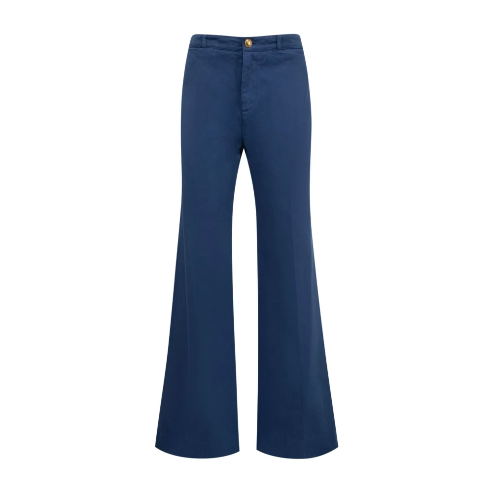 Chloé Blauwe Flare Katoenen Broek Blue Dames