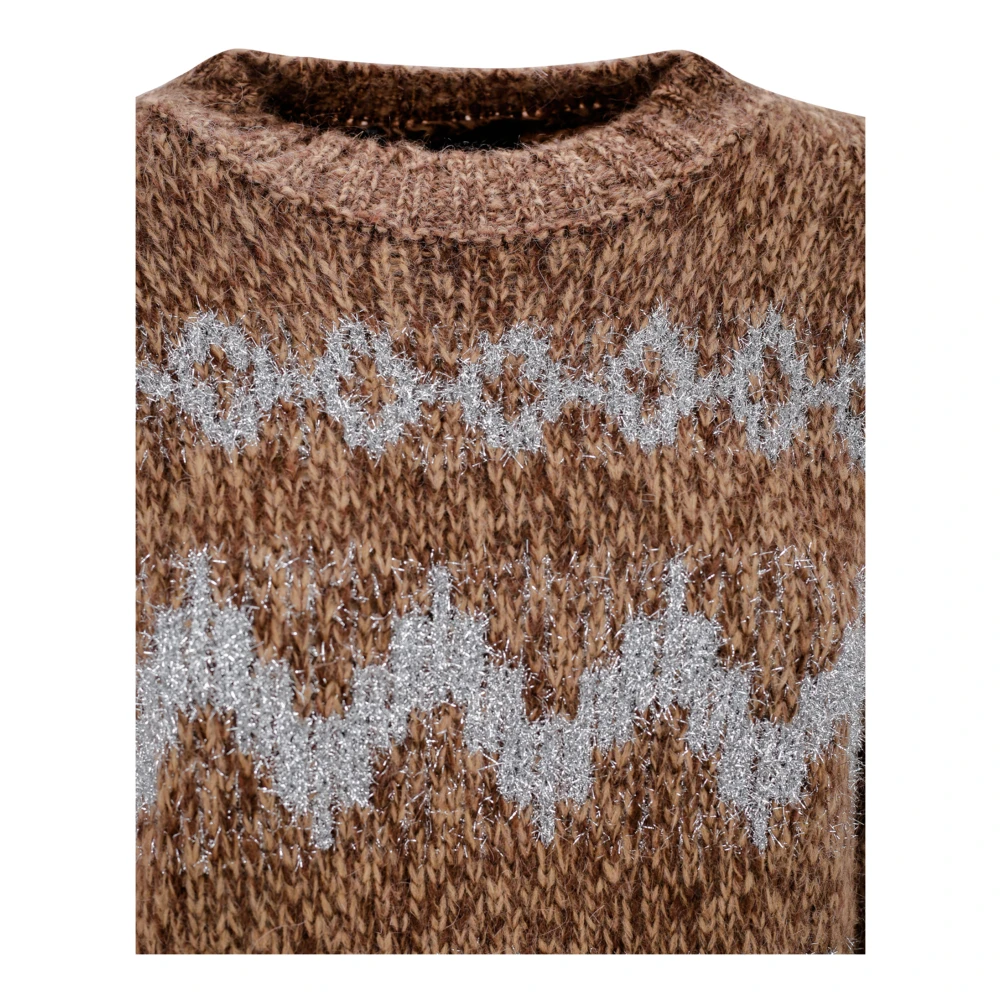 Max Mara Weekend Bruine Jacquard Mohair Trui Brown Dames